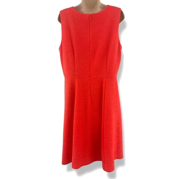 Sandra Darren Orange Coral Beaded Cutout Neckline Fit & Flare Dress Size 14 - Picture 4 of 10